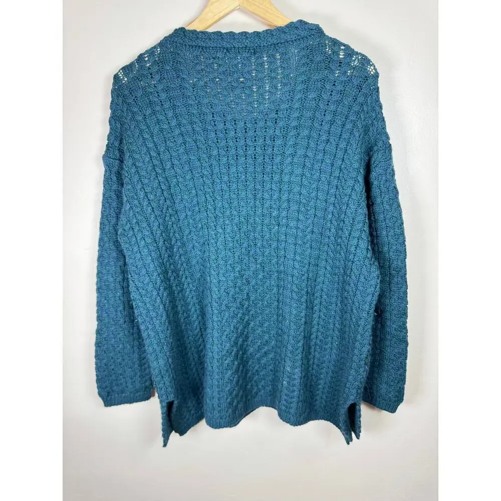 Irelandseye Women’s Knit Sweater 100% Virgin Wool Made in Ireland Blue Large